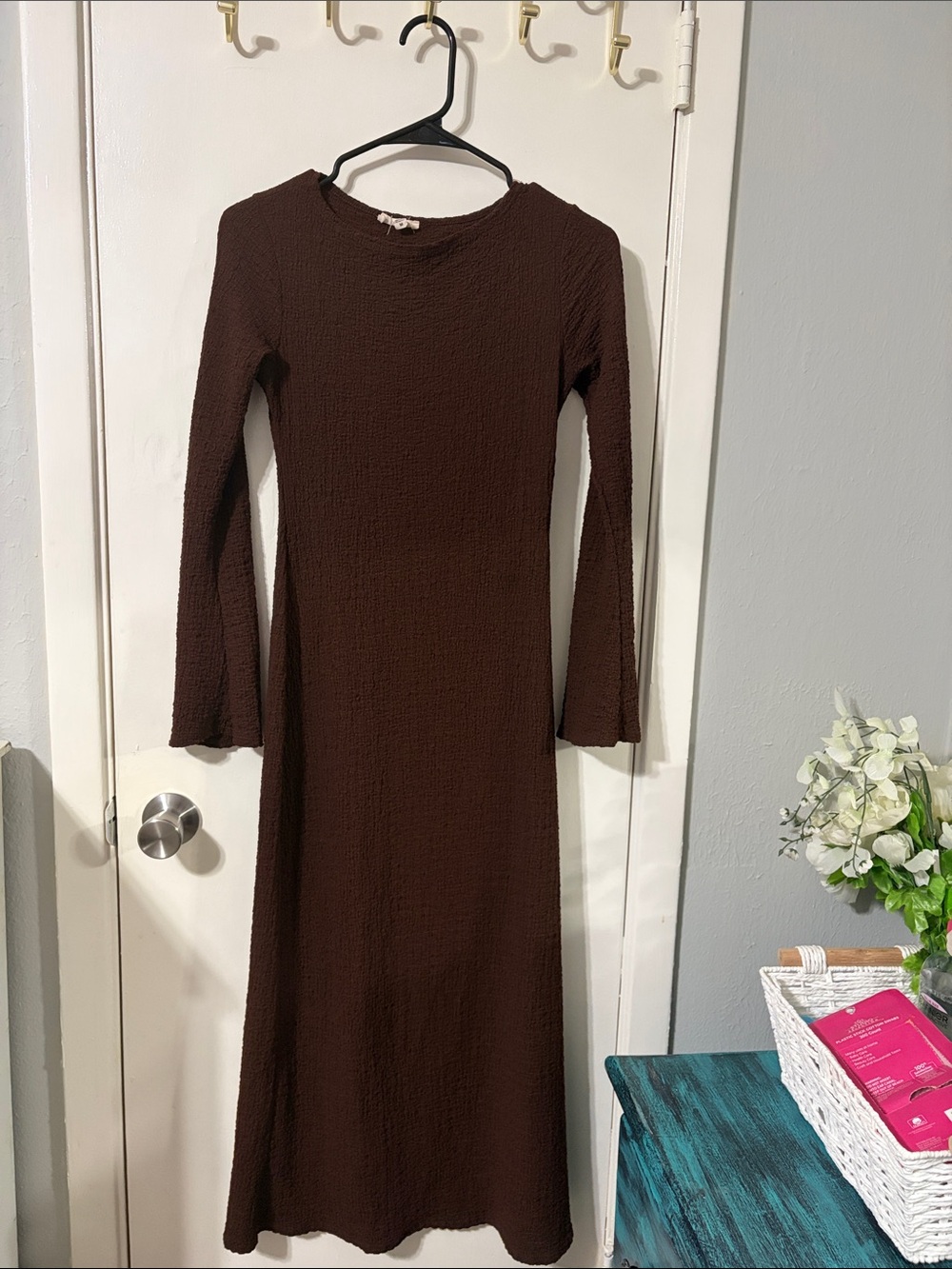 T.J.Maxx Women's Dark Brown Long Sleeve Midi Dress